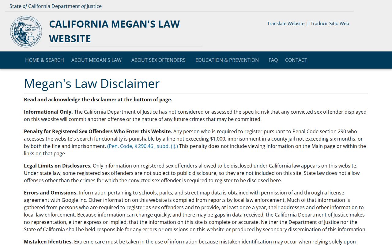 Claremont neighbors California Megan's Law public safety registry