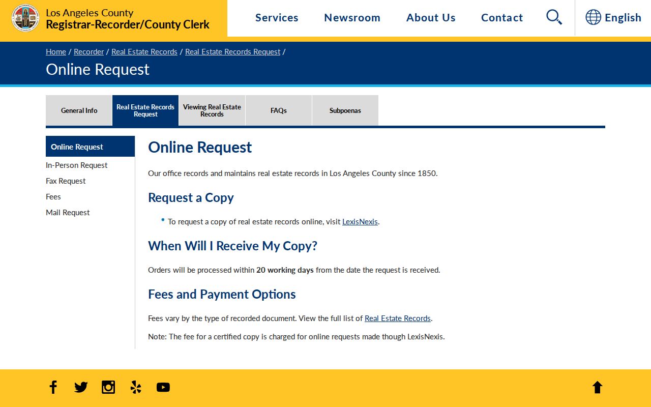Claremont street directory record copy request for recorded real estate